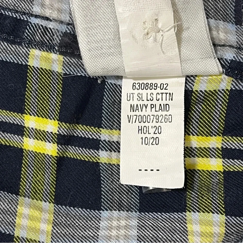 BANANA REPUBLIC Mens Untucked Slim Fit Navy Plaid Long Sleeve Shirt XXL Tall